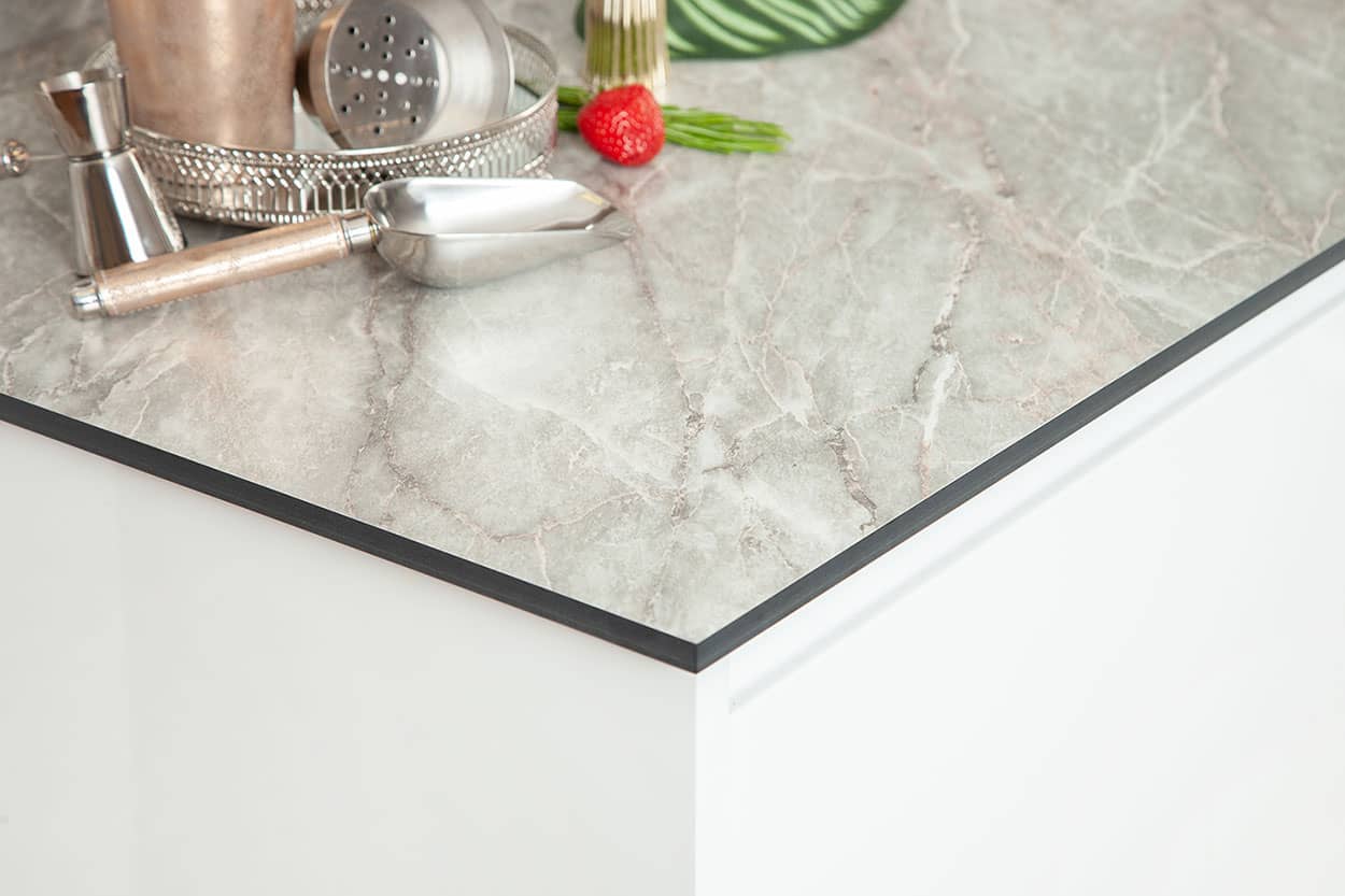 Grey Marble Solid Laminate Worktops (1) - Devagi Kitchens